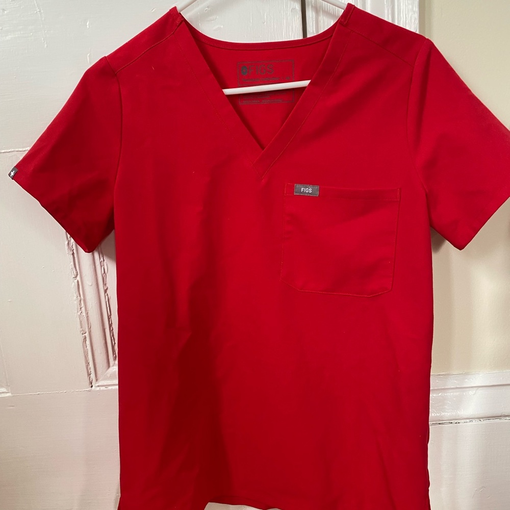 Figs Catarina Pop Red XS Scrub Top